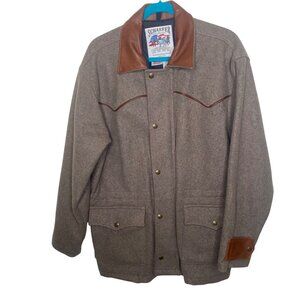 Schaefer Outfitter Wool Western Jacket Mens Size S Rancher Leather Trim Outdoor